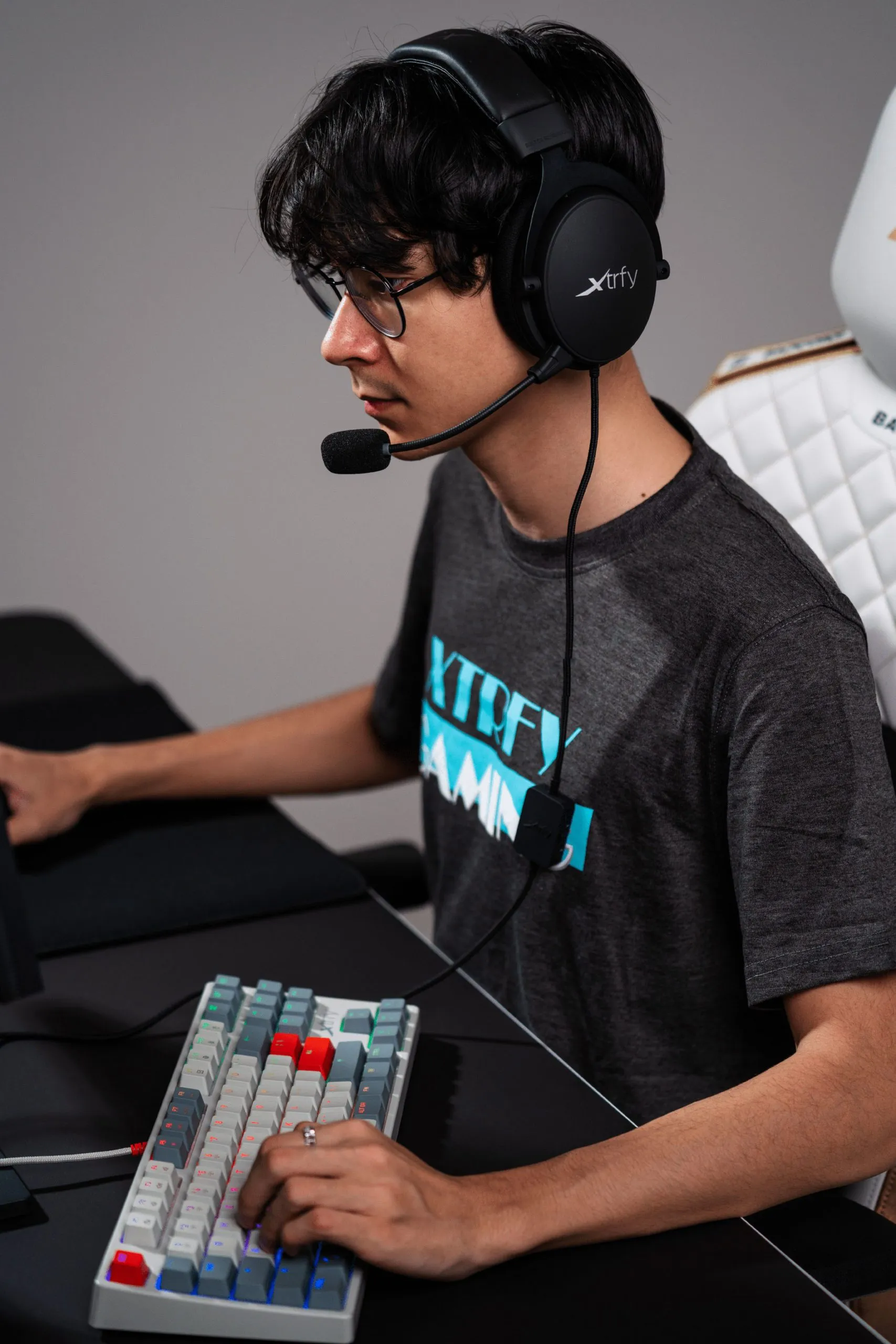 TenZ at the keyboard during the XTRFY product shoot